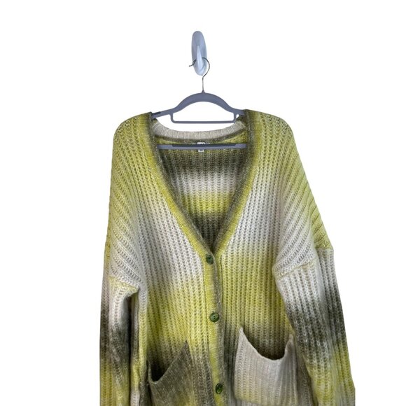 For Love & Lemons Celeste Cardigan Yellow Ombre Chunky Knit Oversized Fit Pocket - Picture 3 of 10